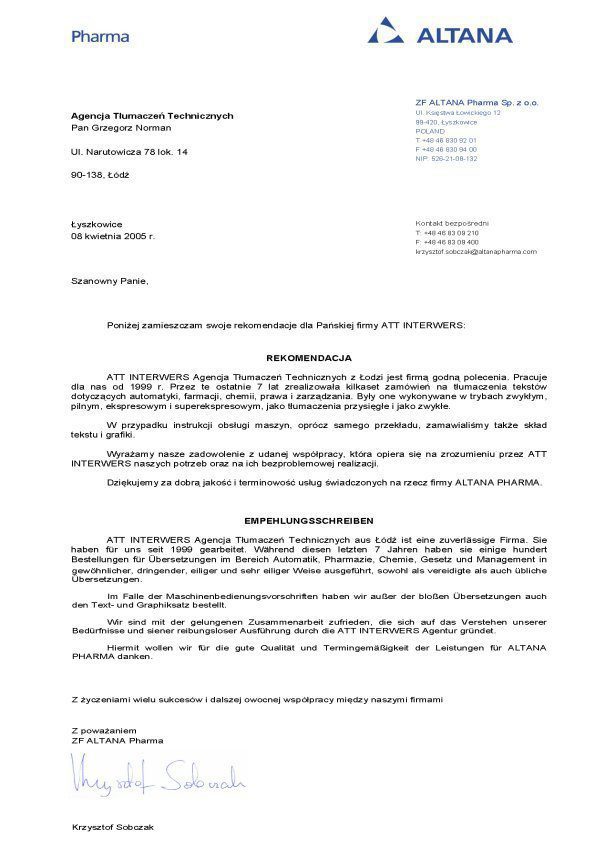 Altana Pharma rekomenduje ATT