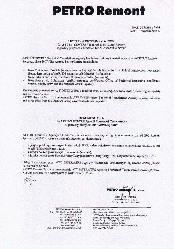 Petro Remont rekomenduje Biuro Tłumaczeń ATT